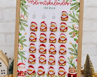 Advent calendar in a picture frame – A4 printable template with 24 sayings | Make your own chocolate calendar | DIY Christmas gift