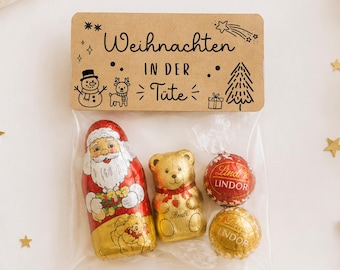 Druckvorlage PDF Weihnachten in der Tüte | Tütenklappe Weihnachten | Schokoladenverpackung Weihnachten | Kekse Verpackung Printable