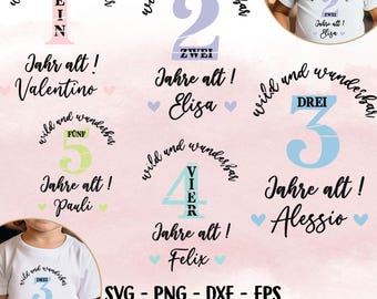 Plotterbestand verjaardagsnummers, familie plotterbestand png, Digi stempel, ik ben één, Cricut, verjaardag kinderen Duitse , clipart svg
