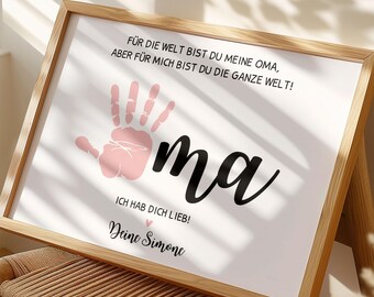Handprint Poster for Kids | Gift for Grandma | DIY Handprint Template | Mother's Day Gift | Personalized with Name | Craft Template for Grandpa