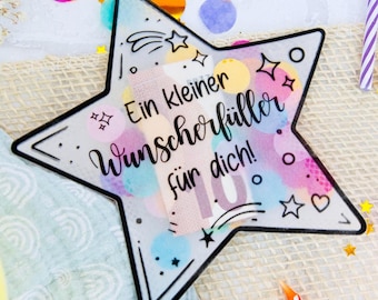 Shaker card birthday star, money gift template – packaging for money & gift certificate – wish fulfiller – craft template PDF, DIY gift