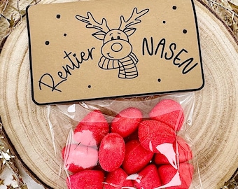 Reindeer Nose Bag Flap | Christmas Printable Template | DIY Craft | Printable PDF File | Reindeer Candy | Santa Claus Gift