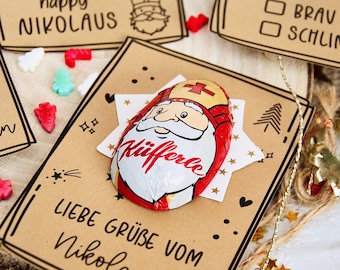 Santa Claus chocolate card • Printable Christmas greeting template • DIY Santa Claus gift • Digital PDF file • Table decoration