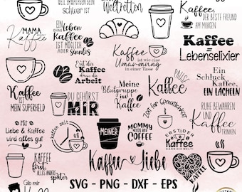 Plotterdatei Kaffee Getränke XL Bundle, Aperol svg, Coffee, Cafe svg, Silhouette, Cricut Kaffee png, Digistamp, Laserdatei, Deutsche Sprüche