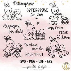 Plotterdatei Ostern, Clipart Osterhase Hase, Frohe Ostern, Laserdatei Ostern, Frohe Ostern Sprüche Frühling PNG,  Hase dxf, eps, Digistamp