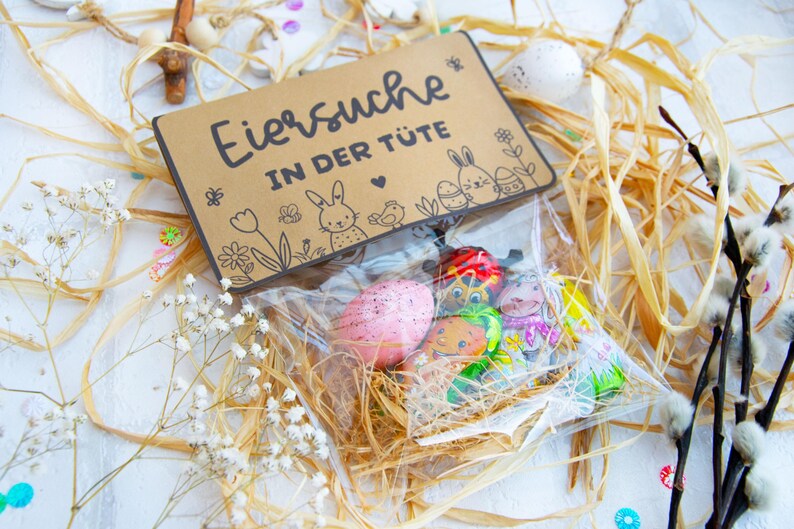 Printable template for Easter bag flap, Easter treat, Easter gift, Easter gift idea, Easter egg hunt in a bag, printable PDF template image 3