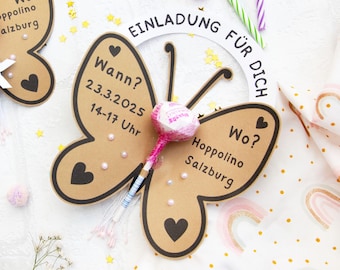Invitation Birthday Children, Children's Birthday, Birthday Invitation Digital Invitation, Butterfly Print Template PDF Template to print