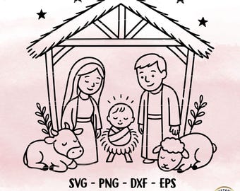 Plotterdatei Weihnachten, Plotterdatei Weihnachtskrippe, Krippe, Wintertiere, Cricut, Advent, Christkind svg, Laserdatei, Stille Nacht dxf