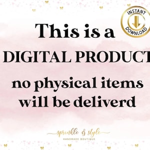 K&ouml;nnte beinhalten: Eine rosa und wei&szlig;e digitale Produktank&uuml;ndigung mit dem Text "Dies ist ein DIGITALES PRODUKT keine physischen Artikel werden geliefert" und den Worten "sprinkle & style HANDMADE BOUTIQUE" unten.