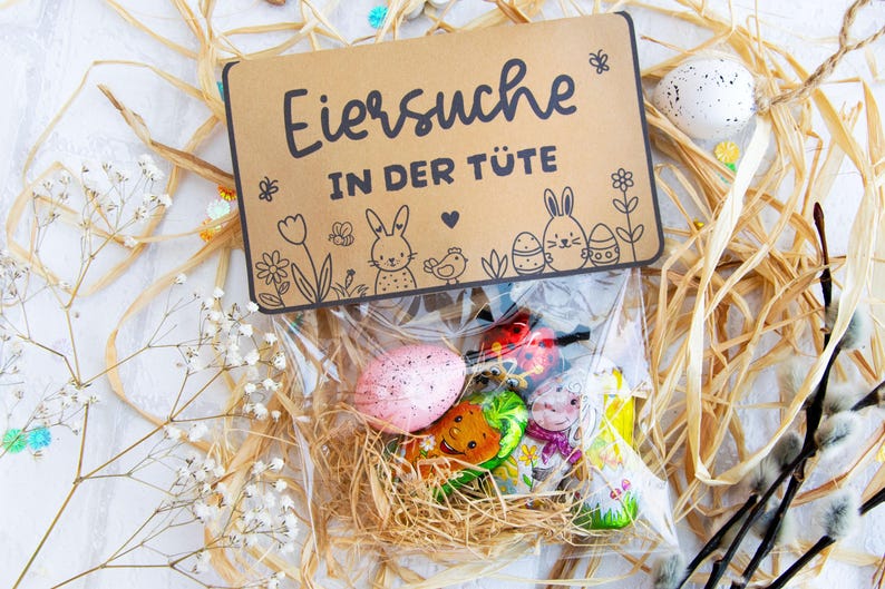 Printable template for Easter bag flap, Easter treat, Easter gift, Easter gift idea, Easter egg hunt in a bag, printable PDF template image 1