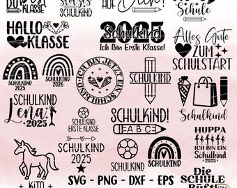 Plotterdatei Schule German School Bundle Schulkind Plotterdatei svg Schulanfang Sprüche svg Einschulung Geschenk, Schulanfang png, Laser dxf