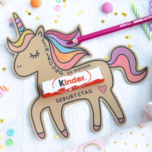 Einladung Einhorn Geburtstag Kinder, Kindergeburtstag, Geburtstagseinladung digitale Einladung, Einladungskarten Druckvorlage zum ausdrucken