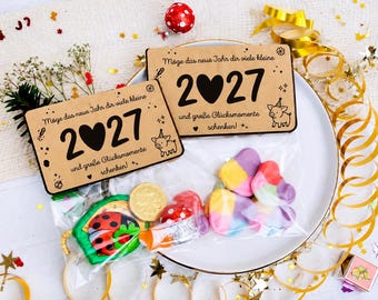 New Year's Eve card, New Year's Day bag flap, Christmas printable template, digital print file, table decoration, lucky charm, small New Year's gift