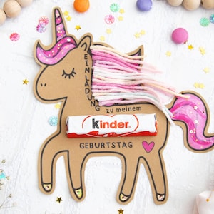 Invitación infantil unicornio - Plantilla para imprimir en PDF A4, tarjeta de invitación cumpleaños infantil, plantilla para manualidades, invitación de cumpleaños, invitación unicornio