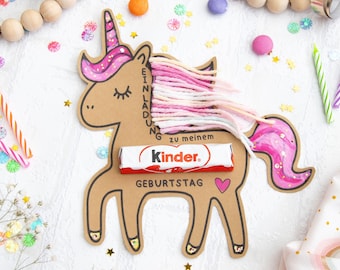 Invitación infantil unicornio - Plantilla para imprimir en PDF A4, tarjeta de invitación cumpleaños infantil, plantilla para manualidades, invitación de cumpleaños, invitación unicornio