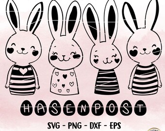 Easter Plotter File, Happy Easter, Easter Laser File, Cricut, Easter Bunny Png, Spring PNG, Clipart Bunny dxf, eps, German Quotes Digistamp
