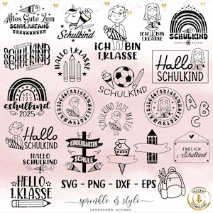 Plotterdatei Einschulung German School Bundle Schulkind Plotterdatei svg Schulanfang Sprüche svg Schule Geschenk, Schulanfang png, Laser dxf