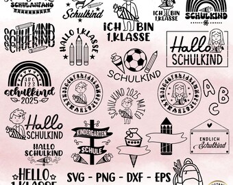 Plotterdatei Einschulung German School Bundle Schulkind Plotterdatei svg Schulanfang Sprüche svg Schule Geschenk, Schulanfang png, Laser dxf