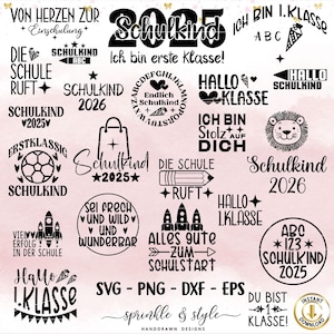 Plotterdatei Einschulung German School Bundle Schulkind Plotterdatei svg Schulanfang Sprüche svg Schule Geschenk, Schulanfang png, Laser dxf