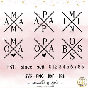 Plotterdatei Mama Papa Oma Opa  Schwester Sprüche SVG, DXF & PNG Dateien Kreuz, Familie Schrift, Boss Shirt svg, Familienoutfit Mini svg