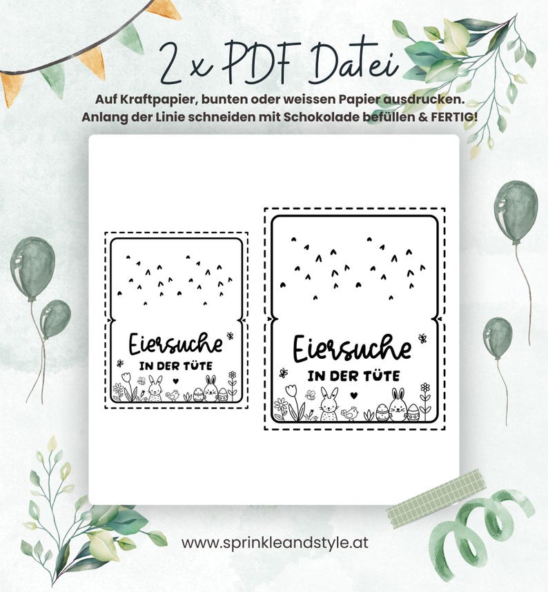 Printable template for Easter bag flap, Easter treat, Easter gift, Easter gift idea, Easter egg hunt in a bag, printable PDF template image 6