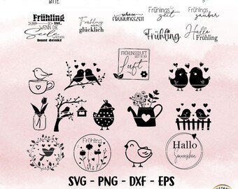 Easter Plotter File, Happy Easter, Easter Laser File, Cricut, Easter Bunny Png, Spring PNG, Clipart Bunny dxf, eps, German Quotes Digistamp