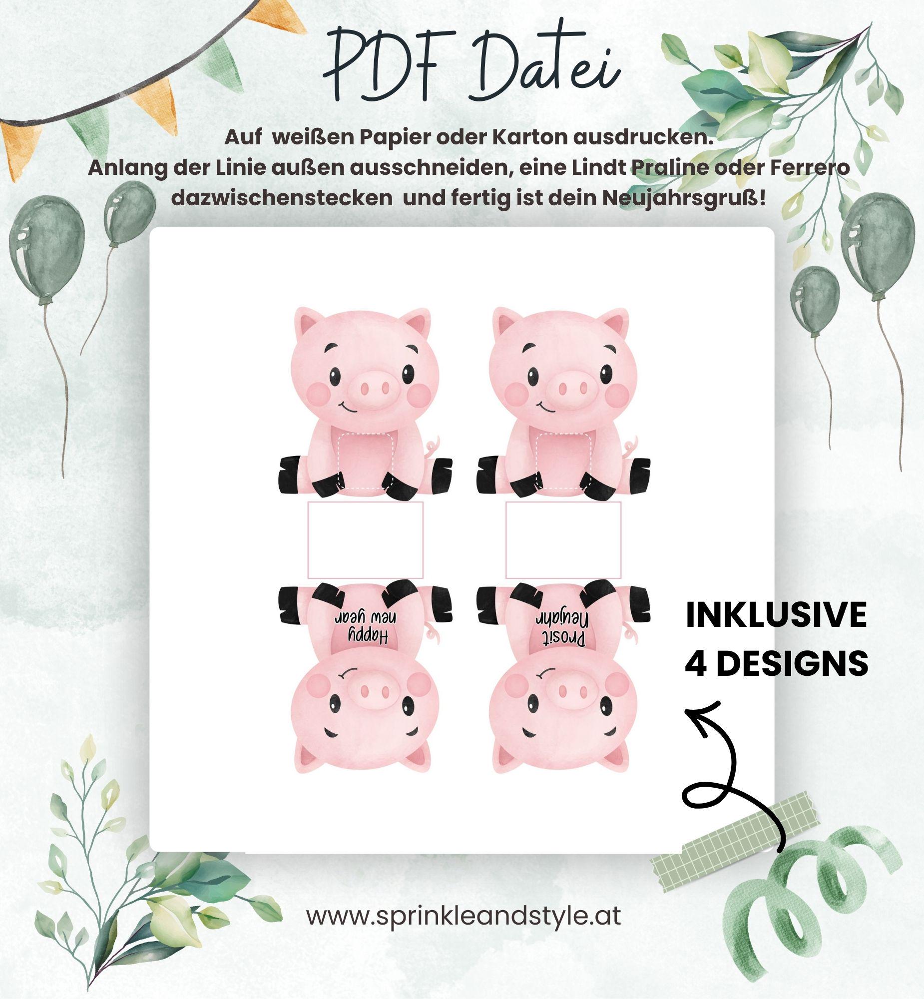 Printable Table Decoration Idea for New Year's Eve, Lucky Pig Ferrero ...