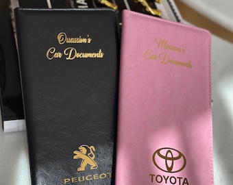 Personalized car document holder with name | Faux leather vehicle document case | Driver gift