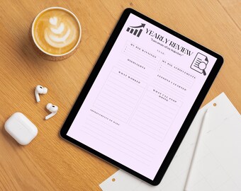 Yearly Review Worksheet | Self-Reflection Printable (Digital Download)