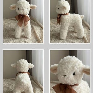 Oveja de peluche hecha a mano, animal de peluche para juegos de rol, cordero de piel sintética imagen 6