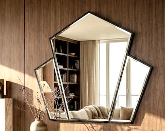 Pentagonal Mirror: Modern Art Deco Accent Geometric Home Wall Decor