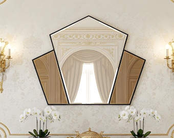 Pentagonal Wall Mirror: Modern Bronze Accent Geometric Home Decor