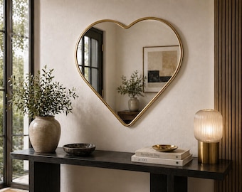Heart Shaped Wall Mirror, Romantic Bedroom Decor, Pink Love Valentine's Day, y2k