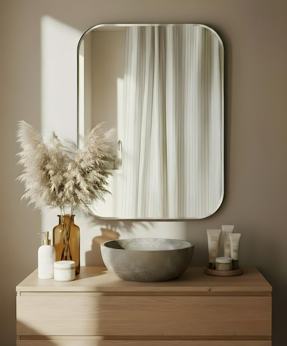 Frameless Rounded Rectangle Mirror: Modern Minimalist Wall Decor