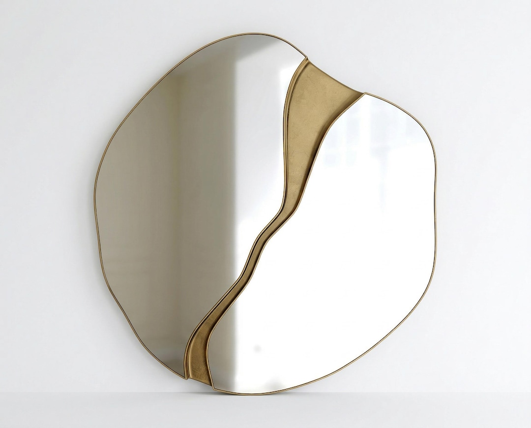 Asymmetrical Abstract Wavy Mirror, Irregular Wall Decor, Elegant ...