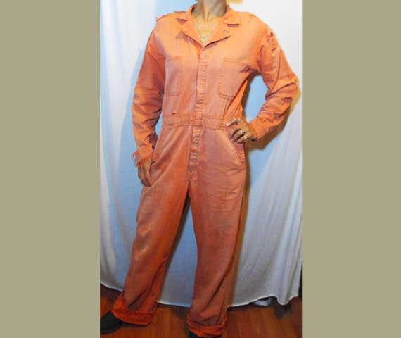 38 RG - Very Distressed Vintage Orange Jumpsuit - image 1