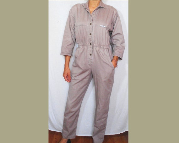 S - 1980s Stormy Gray Denim Jumpsiut by IDEAS - image 1