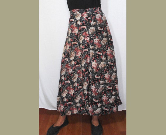 S - 1990s Floral Maxi Skirt - 26 Waist - image 1