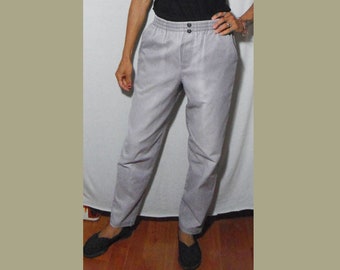 3P Vintage Stormy Gray Twill Pants with Elastic Waist