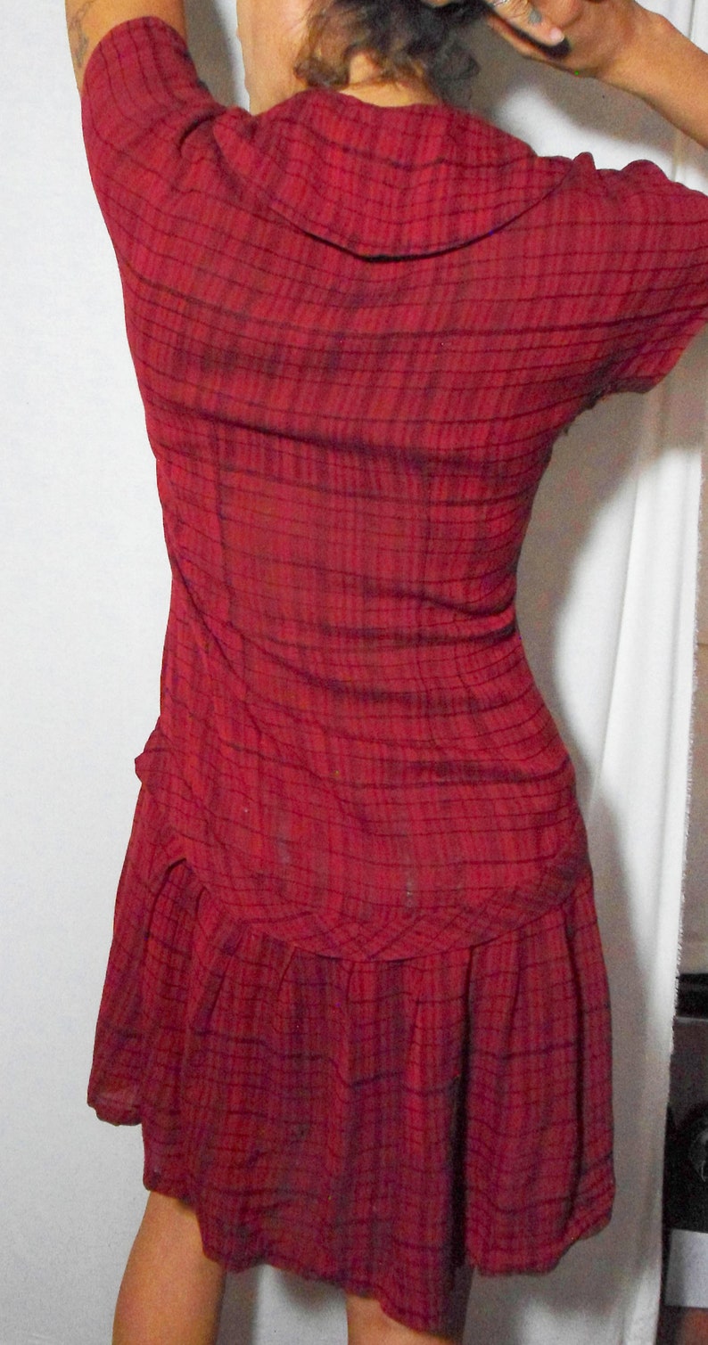 M Dreamy Red Plaid Dress