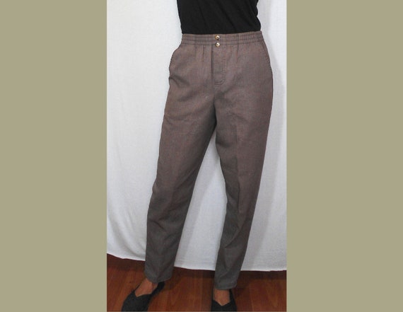 3P Vintage Soft Brown Pants with Elastic Waist - image 1