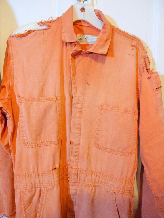 38 RG - Very Distressed Vintage Orange Jumpsuit - image 3
