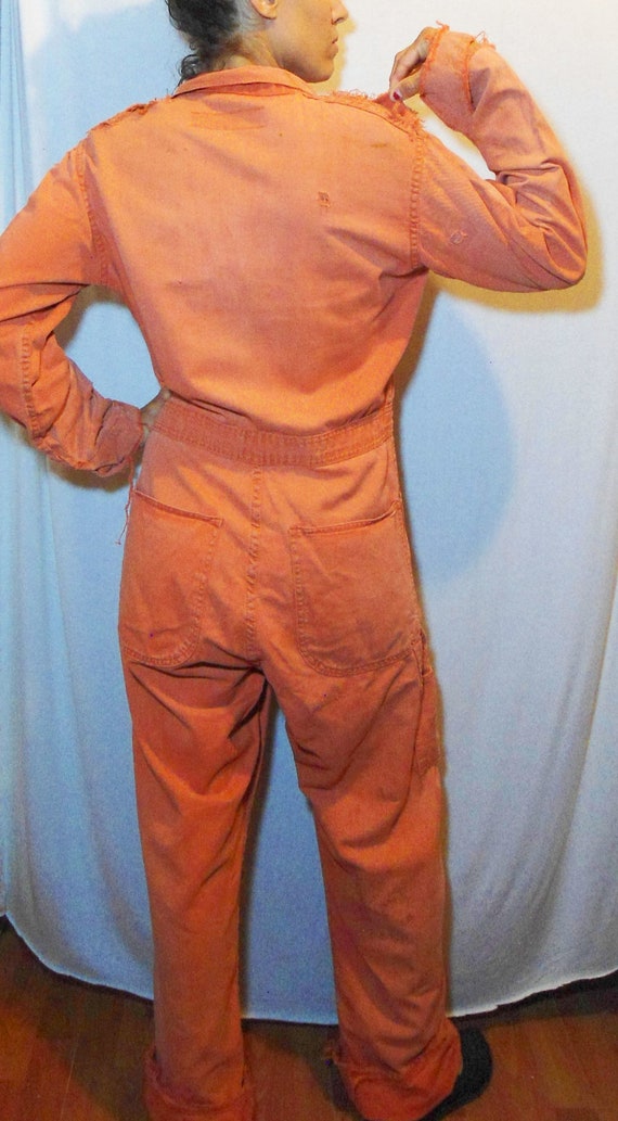 38 RG - Very Distressed Vintage Orange Jumpsuit - image 2