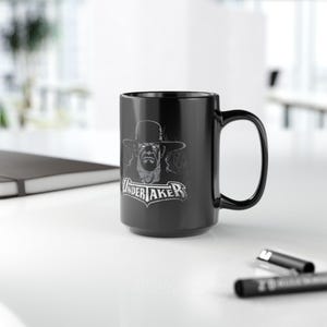 Black Mug, Undertaker WWE Classic WWF Wrestler Gift, Bad Ass, Coffee Cup, Tea Mug, Wrestling Fan Gift, Unique Birthday Present