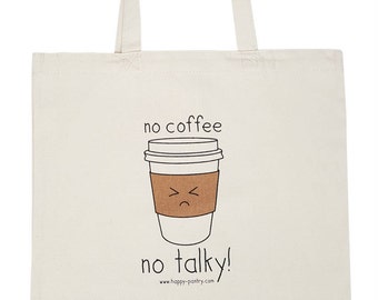 Coffee Tote Bag, Reusable Shopper Bag, Cotton Tote, Shopping Bag, Eco Tote Bag, Canvas Tote, Book Bag, Shopping Bag, Kawaii bag, Unique gift