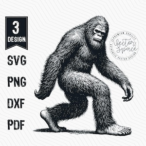 Bigfoot Illustration Vector, Bigfoot SVG, Yeti Svg, Sasquatch Svg, Bigfoot Forest Vector PNG Clipart Cut Files Engraving Silhouette