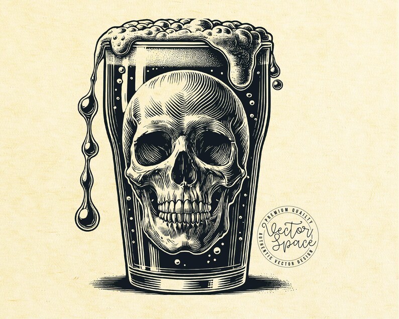 Skull Beer Illustration Vector, Skull Head SVG, Beer Mug, Alcoholic ...