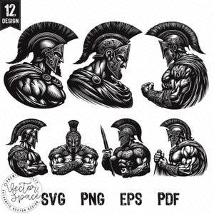 Guerreiro Espartano Svg, Soldado Espartano Svg, Gladiador, Herói Símbolo Espartano, Arquivos de Corte de Clipart PNG Espartano Grego Gravura Silhueta