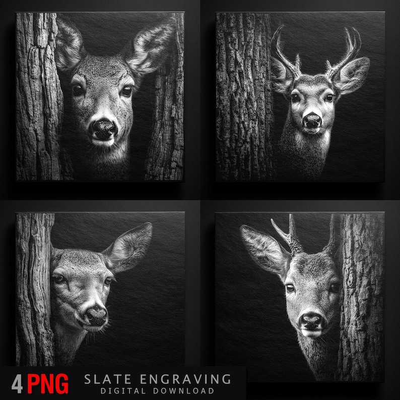 DEER SLATE NGRAVING, DEER ANTLERS, DEER FOREST, HUNTING DEER