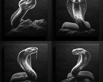 King Cobra Engraving Bundle: Snake Clipart, Laser Cut Files (PNG Digital Download)